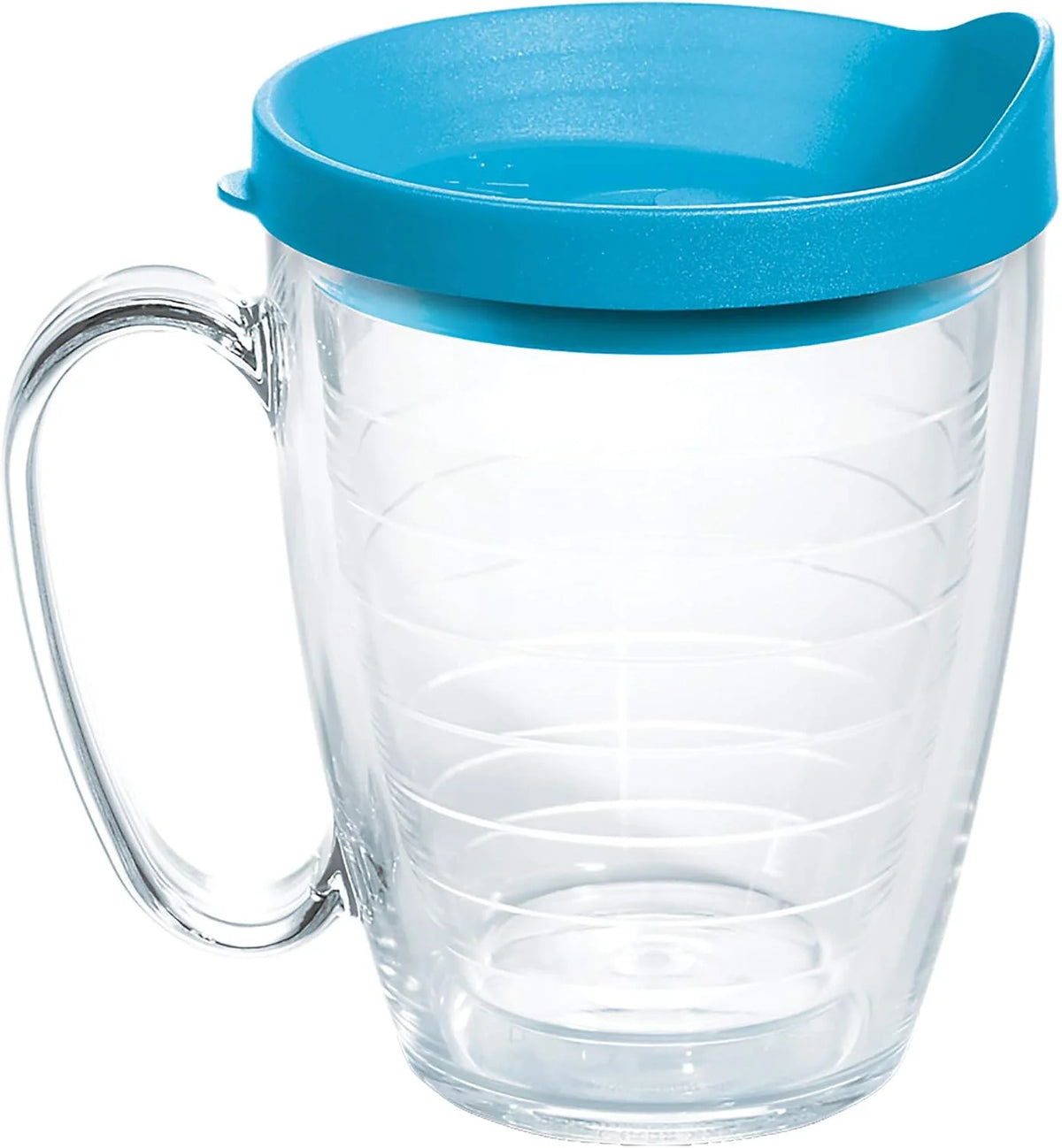 Tervis Clear & Colorful Lidded Made in USA Double Walled Insulated Tumbler Travel Cup Keeps Drinks Cold & Hot, 16oz Mug, Clear Lid