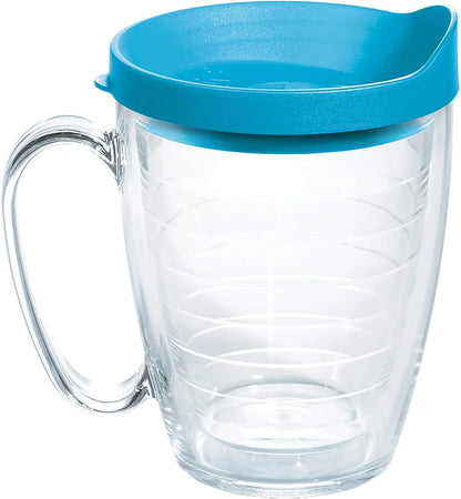 Tervis Clear & Colorful Lidded Made in USA Double Walled Insulated Tumbler Travel Cup Keeps Drinks Cold & Hot, 16oz Mug, Clear Lid