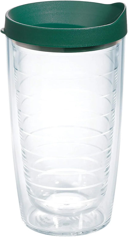 Tervis Clear & Colorful Lidded Made in USA Double Walled Insulated Tumbler Travel Cup Keeps Drinks Cold & Hot, 16oz Mug, Clear Lid
