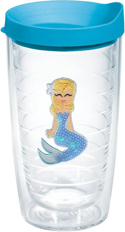 Tervis Blue Sequins Mermaid Made in USA Double Walled Insulated Tumbler Cup Keeps Drinks Cold & Hot, 16oz Mug, Unlidded