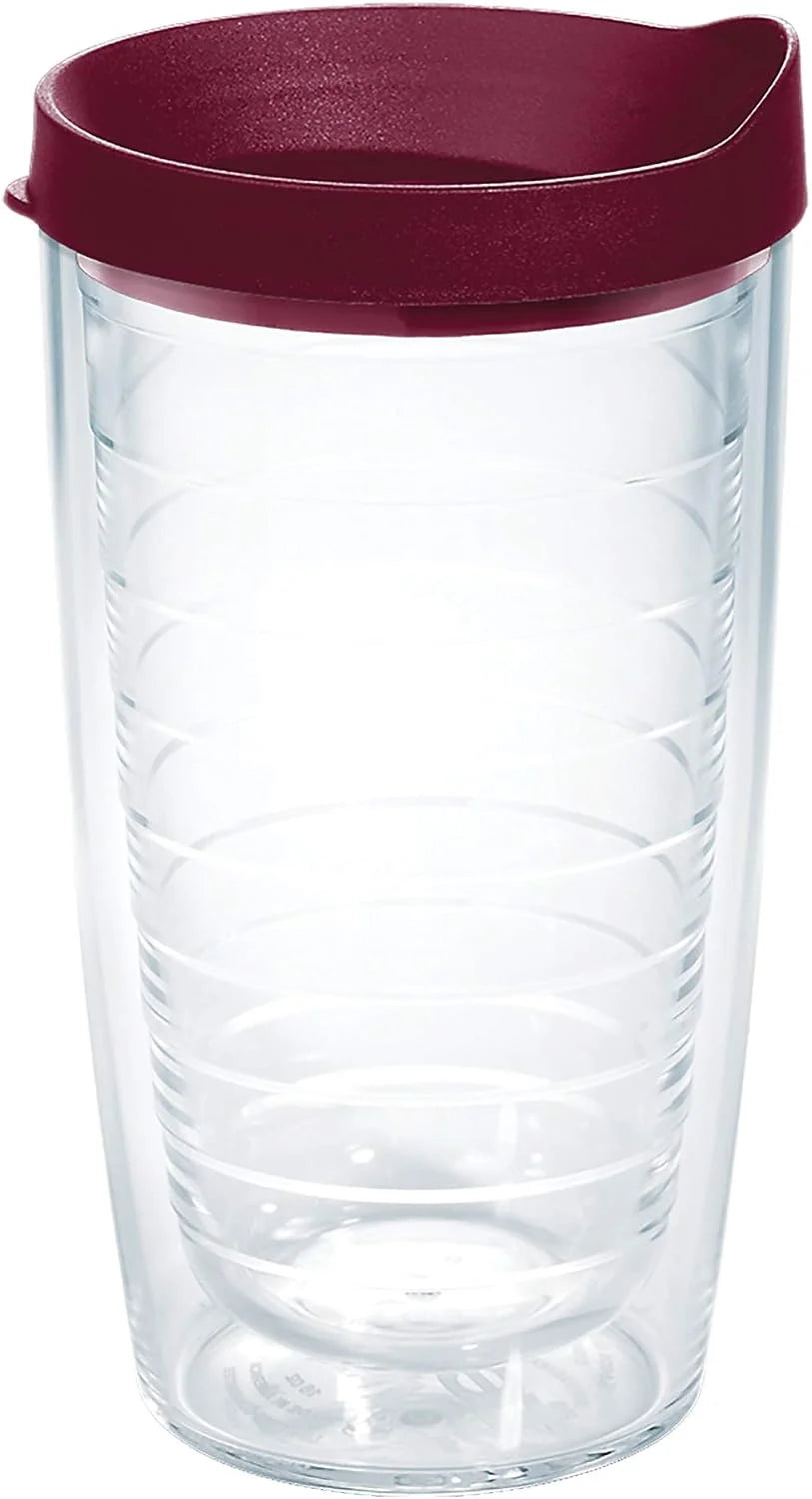 Tervis Clear & Colorful Lidded Made in USA Double Walled Insulated Tumbler Travel Cup Keeps Drinks Cold & Hot, 16oz Mug, Clear Lid
