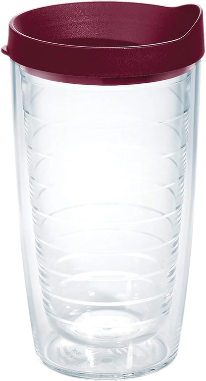 Tervis Clear & Colorful Lidded Made in USA Double Walled Insulated Tumbler Travel Cup Keeps Drinks Cold & Hot, 16oz Mug, Clear Lid
