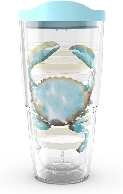 Tervis Sara Berrenson - Atlantica Collection Made in USA Double Walled Insulated Tumbler Travel Cup Keeps Drinks Cold & Hot, 24oz, Lobster