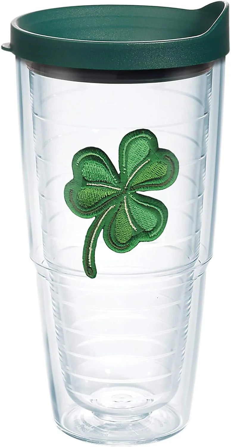 Tervis Shamrock Made in USA Double Walled Insulated Tumbler Travel Cup Keeps Drinks Cold & Hot, 24oz, Classic