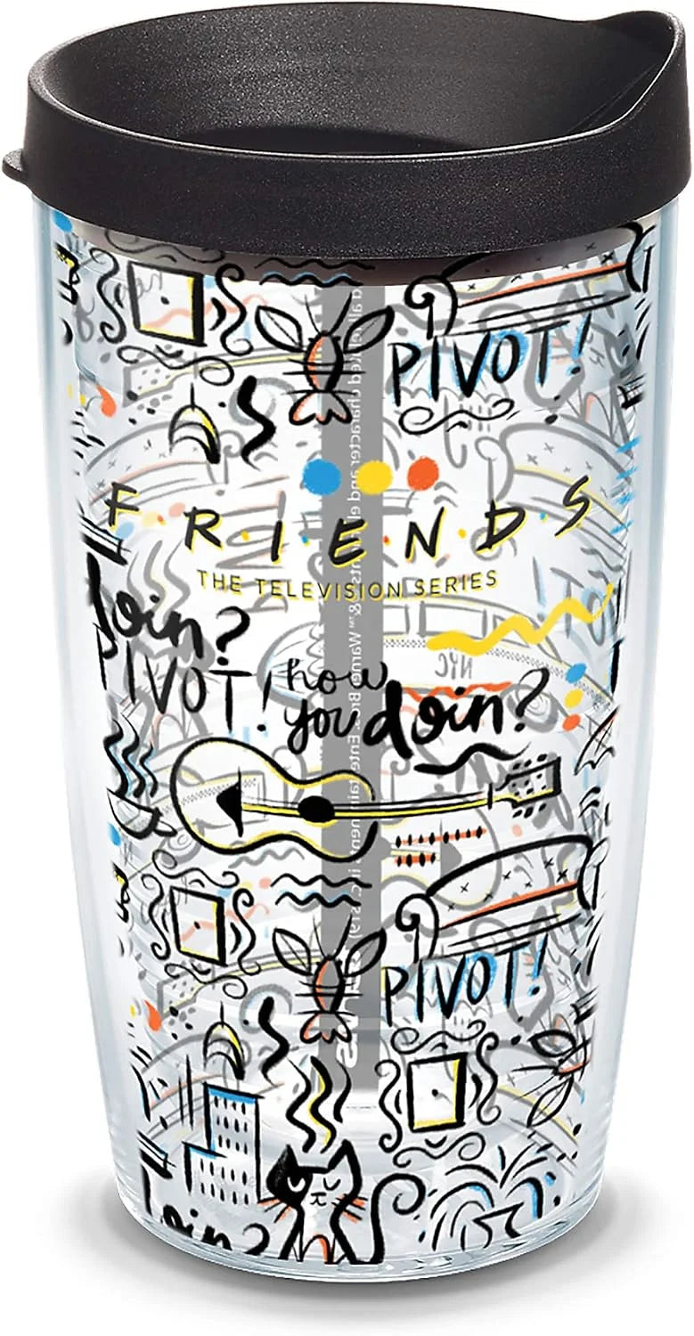 Tervis Friends Pattern Made in USA Double Walled Insulated Tumbler Travel Cup Keeps Drinks Cold & Hot, 16oz, Classic