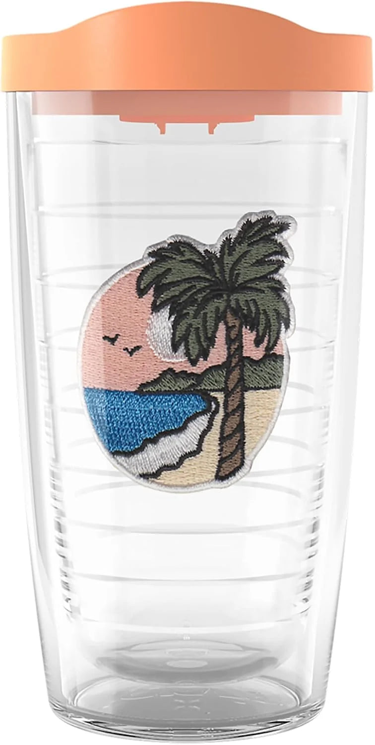 Tervis A Day In The Tropics Made in USA Double Walled Insulated Tumbler Travel Cup Keeps Drinks Cold & Hot, 24oz, Sundown