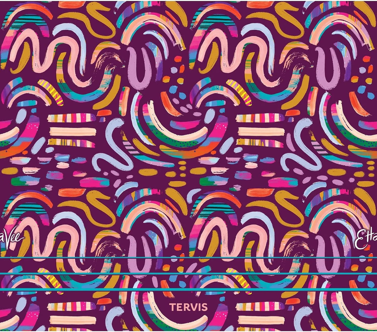 Tervis Venture Water Bottle EttaVee - Purple Swirls Triple Insulated Tumbler Travel Cup Keeps Drinks Cold & Hot, 26oz, Stainless Steel