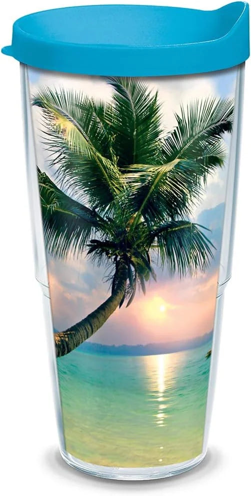 Tervis Traveler Sunset in Paradise Triple Walled Insulated Tumbler Travel Cup Keeps Drinks Cold & Hot, 30oz, Stainless Steel