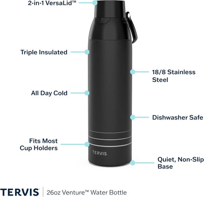 Tervis Venture Water Bottle Peanuts - Sticker Collage Made in USA Double Walled Insulated Tumbler Travel Cup Keeps Drinks Cold & Hot, 26oz, Stainless Steel