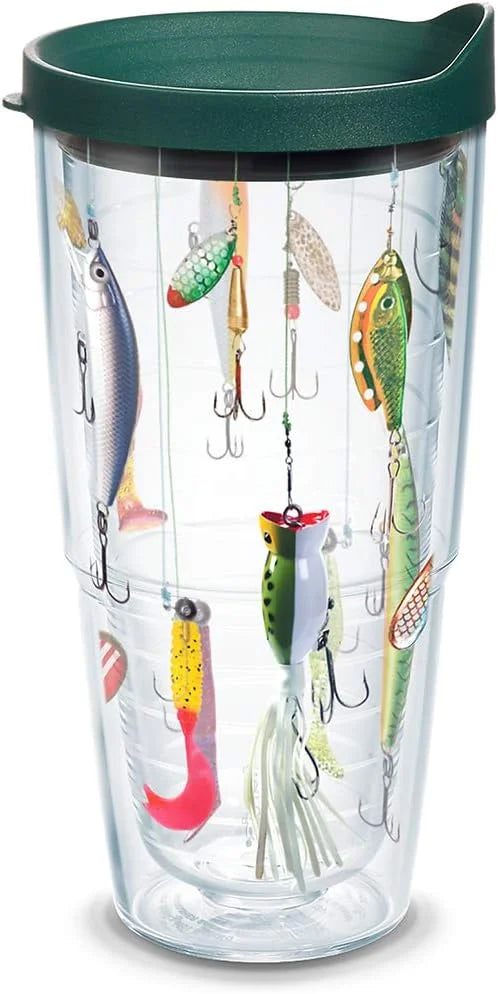 Tervis Fishing Lures Made in USA Double Walled Insulated Tumbler Travel Cup Keeps Drinks Cold & Hot, 16oz, Classic