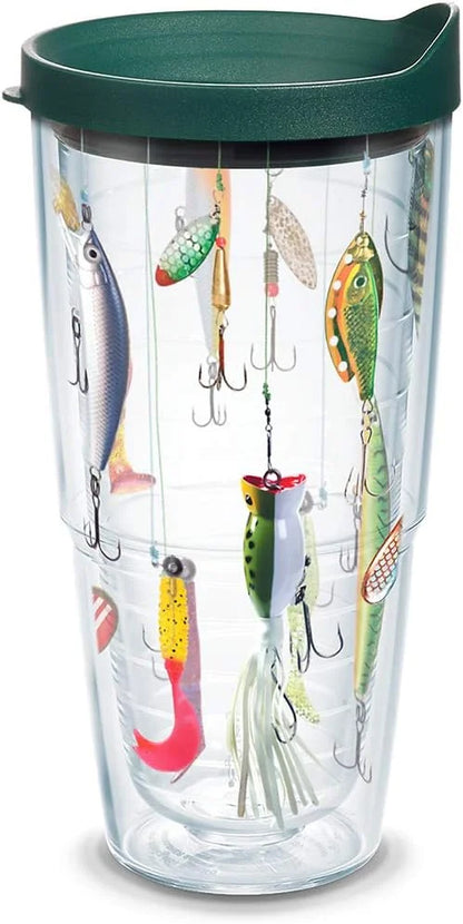 Tervis Fishing Lures Made in USA Double Walled Insulated Tumbler Travel Cup Keeps Drinks Cold & Hot, 16oz, Classic