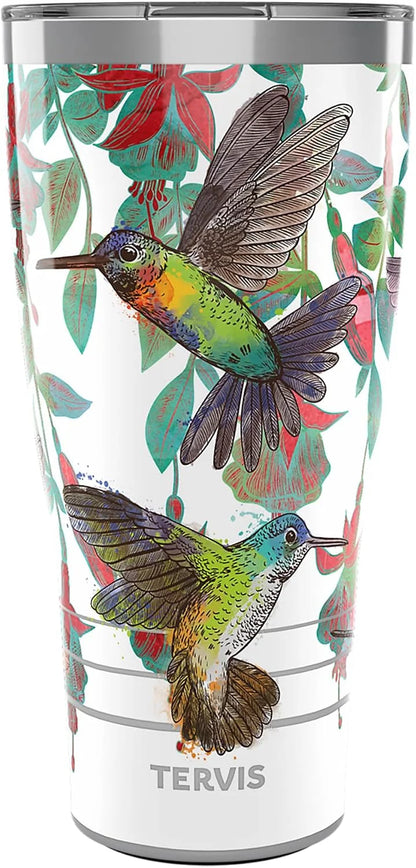 Tervis Traveler Colorful Hummingbirds Triple Walled Insulated Tumbler Travel Cup Keeps Drinks Cold & Hot, 30oz, Stainless Steel