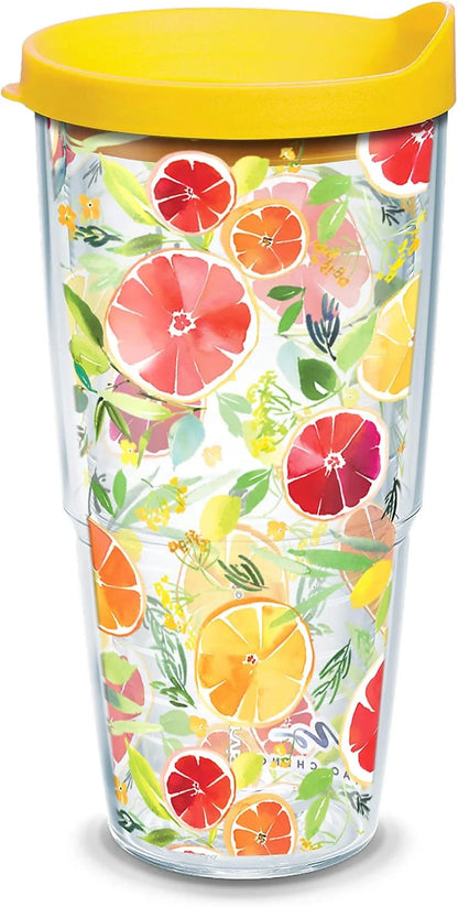 Tervis Yao Cheng - Citrus Made in USA Double Walled Insulated Tumbler Travel Cup Keeps Drinks Cold & Hot, 16oz, Classic