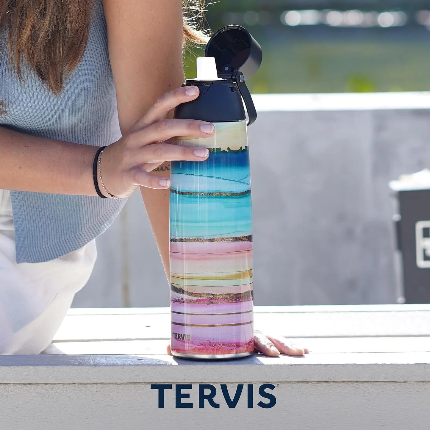Tervis Venture Water Bottle Peanuts - Sticker Collage Made in USA Double Walled Insulated Tumbler Travel Cup Keeps Drinks Cold & Hot, 26oz, Stainless Steel