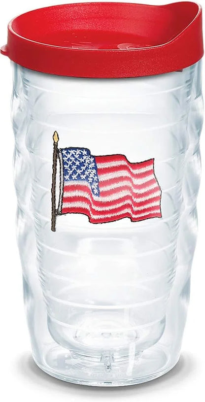 Tervis American Flag Made in USA Double Walled Insulated Tumbler Travel Cup Keeps Drinks Cold & Hot, 16oz 4pk, Classic