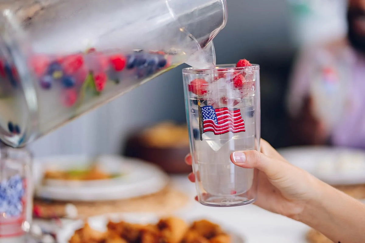 Tervis American Flag Made in USA Double Walled Insulated Tumbler Travel Cup Keeps Drinks Cold & Hot, 16oz 4pk, Classic