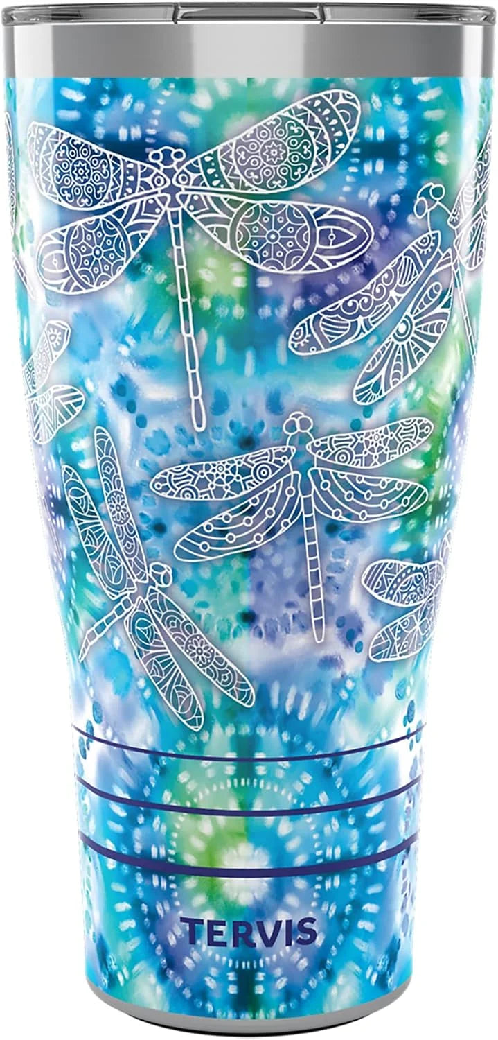 Tervis Traveler Tie Dye Dragonfly Triple Walled Insulated Tumbler Travel Cup Keeps Drinks Cold & Hot, 20oz, Stainless Steel