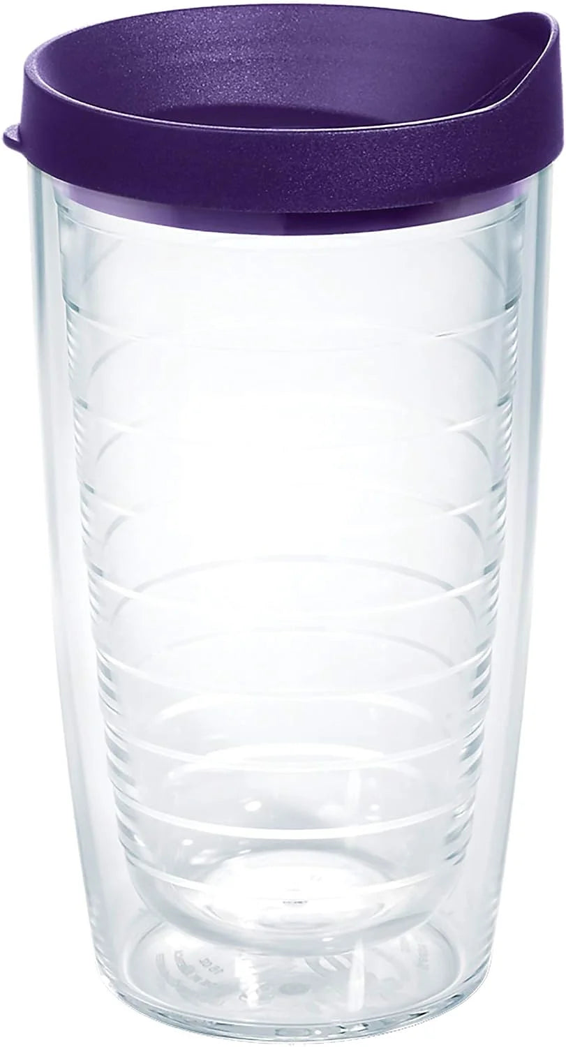 Tervis Clear & Colorful Lidded Made in USA Double Walled Insulated Tumbler Travel Cup Keeps Drinks Cold & Hot, 16oz Mug, Clear Lid