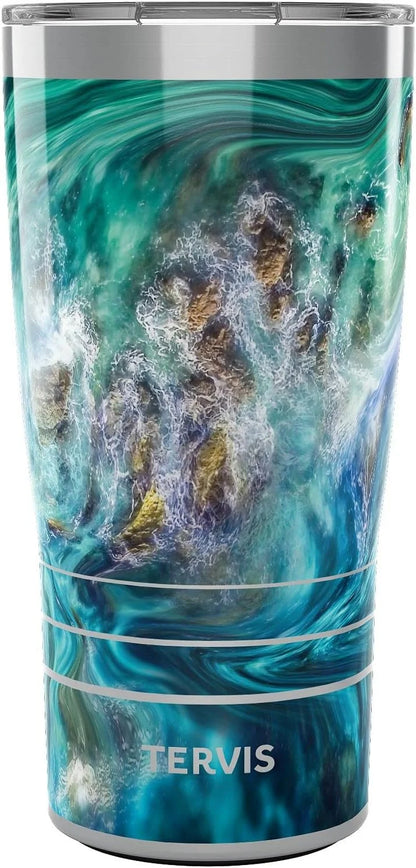 Tervis Teal Splash Made in USA Double Walled Insulated Tumbler Travel Cup Keeps Drinks Cold & Hot, 24oz, Classic