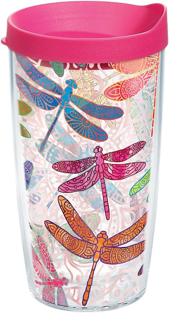 Tervis Dragonfly Mandala Made in USA Double Walled Insulated Tumbler Travel Cup Keeps Drinks Cold & Hot, 24oz, Classic