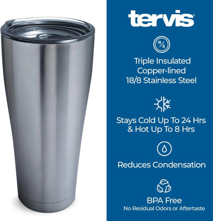 Tervis Powder Coated Stainless Steel Triple Walled Insulated Tumbler Travel Cup Keeps Drinks Cold & Hot, 30oz Legacy, Onyx Shadow