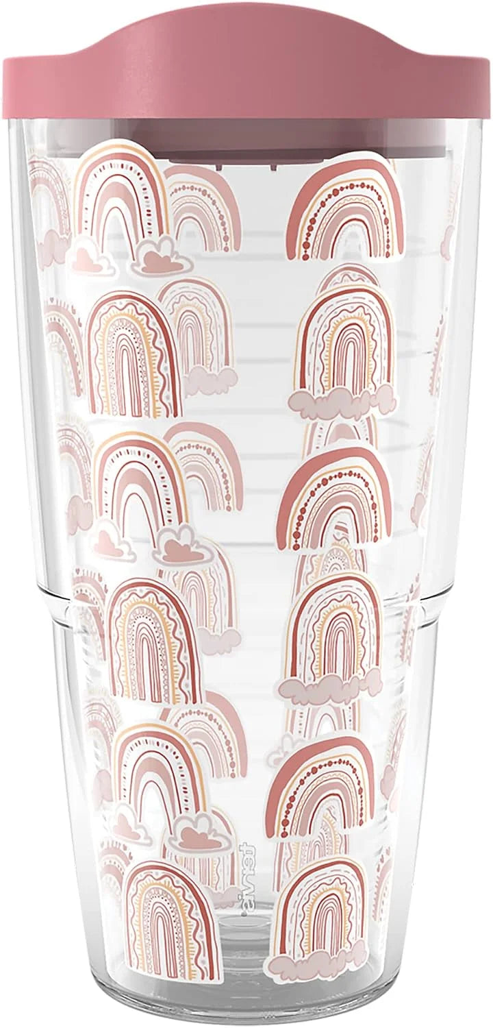 Tervis Boho Rainbows Made in USA Double Walled Insulated Tumbler Cup Keeps Drinks Cold & Hot, 24oz, Classic
