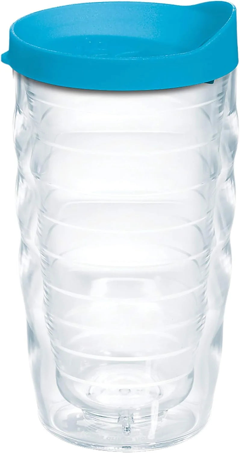 Tervis Clear & Colorful Lidded Made in USA Double Walled Insulated Tumbler Travel Cup Keeps Drinks Cold & Hot, 16oz Mug, Clear Lid