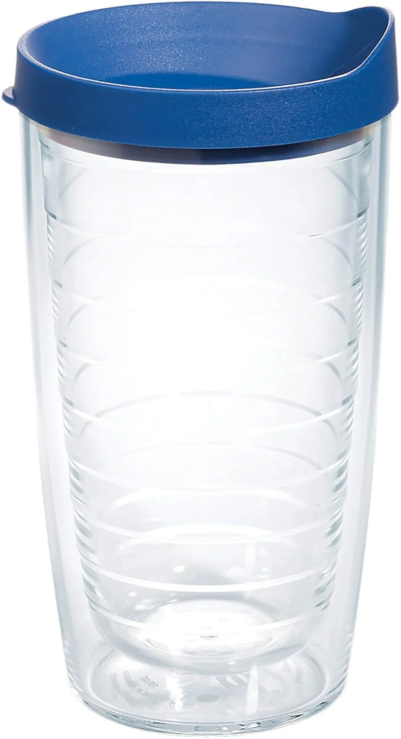 Tervis Clear & Colorful Lidded Made in USA Double Walled Insulated Tumbler Travel Cup Keeps Drinks Cold & Hot, 16oz Mug, Clear Lid