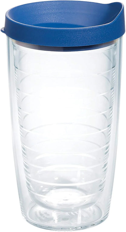 Tervis Clear & Colorful Lidded Made in USA Double Walled Insulated Tumbler Travel Cup Keeps Drinks Cold & Hot, 16oz Mug, Clear Lid