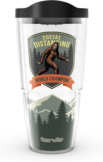 Tervis Social Distancing Yeti Made in USA Double Walled Insulated Tumbler Travel Cup Keeps Drinks Cold & Hot, 24oz, Clear