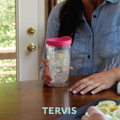 Tervis Crystal Clear Tabletop Made in USA Double Walled Insulated Tumbler Travel Cup Keeps Drinks Cold & Hot, 16oz - 4pk, Classic