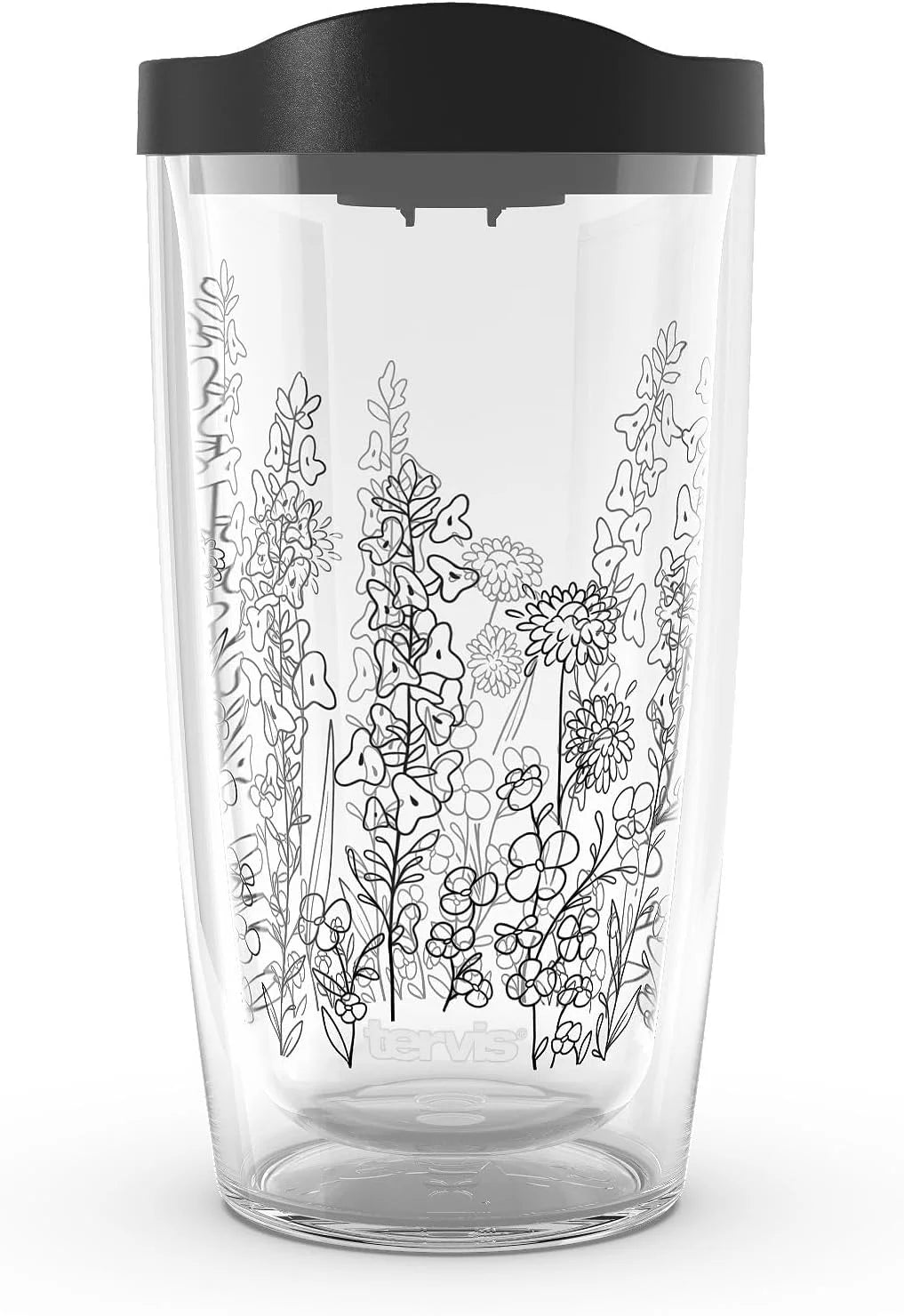 Tervis Wildflower Crystal Collection Made in USA Double Walled Insulated Tumbler Travel Cup Keeps Drinks Cold & Hot, 16oz, Coneflower and Tickseed