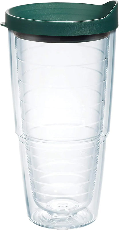 Tervis Clear & Colorful Lidded Made in USA Double Walled Insulated Tumbler Travel Cup Keeps Drinks Cold & Hot, 16oz Mug, Clear Lid