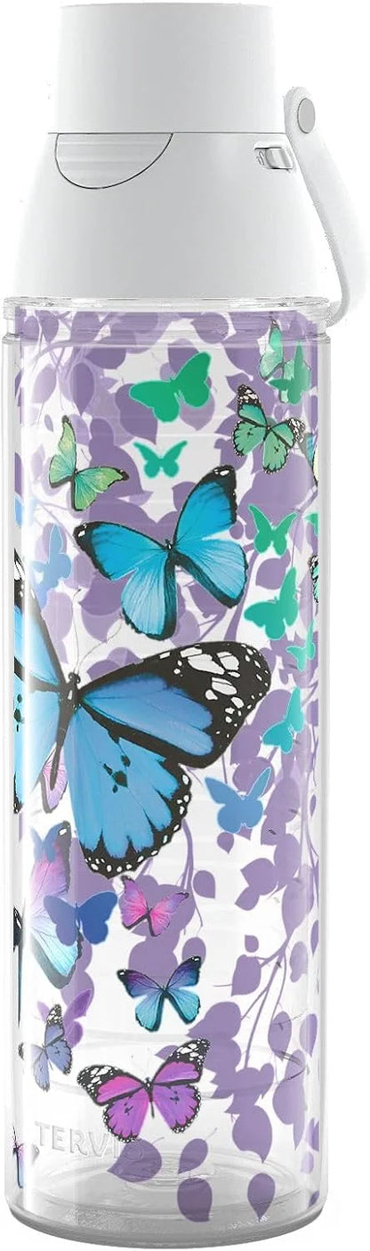 Tervis Blue Endless Butterfly Made in USA Double Walled Insulated Tumbler Travel Cup Keeps Drinks Cold & Hot, 16oz, Classic