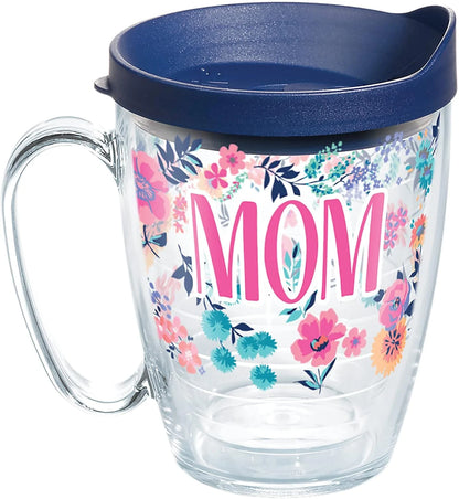 Tervis Made in USA Double Walled Dainty Floral Mother's Day Insulated Tumbler Cup Keeps Drinks Cold & Hot, 16oz Mug, Mom